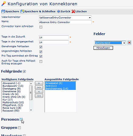 TaAbsenceEntryConnector_Konfig TaAbsenceEntryConnector_Konfig